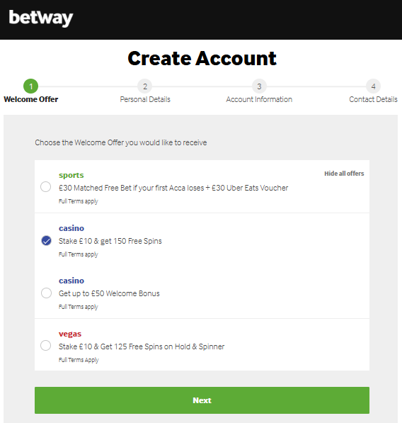 betway casino welcome bonuses