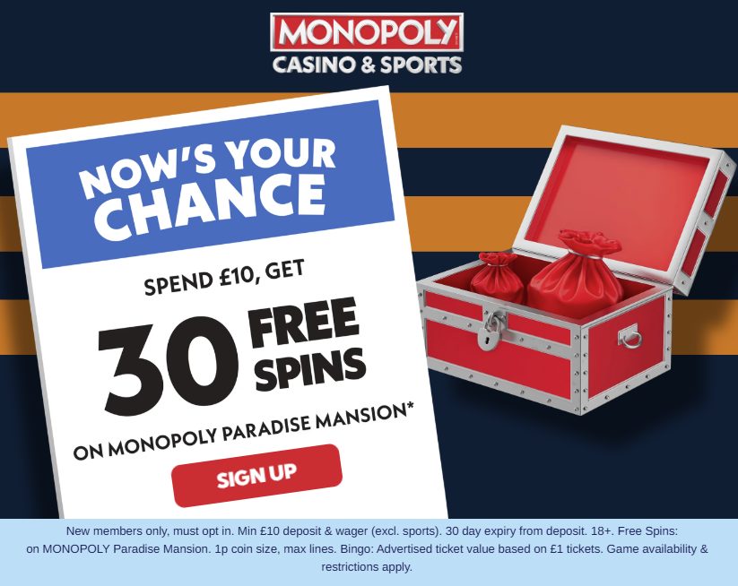 MONOPOLY Casino bonus welcome offer