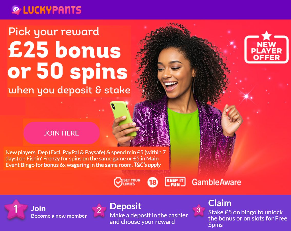 lucky pants bingo welcome bonus code 