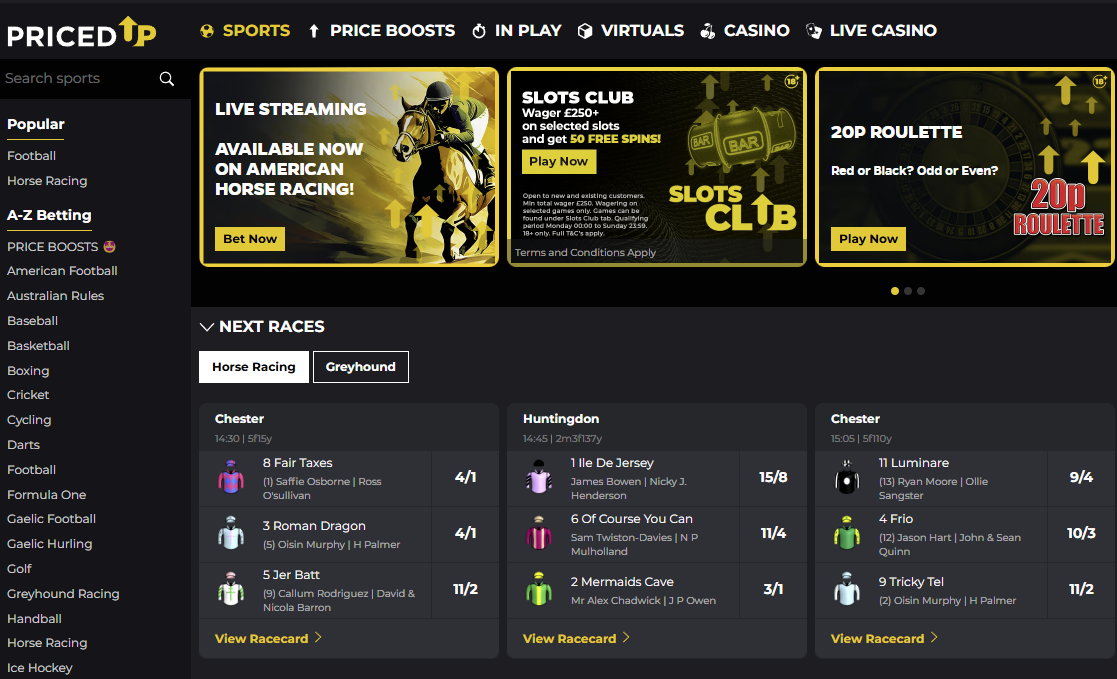 pricedup betting and free bet bonus