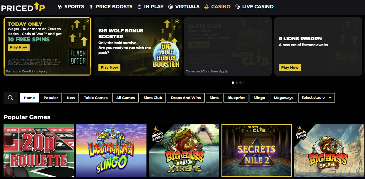 pricedup casino bonus