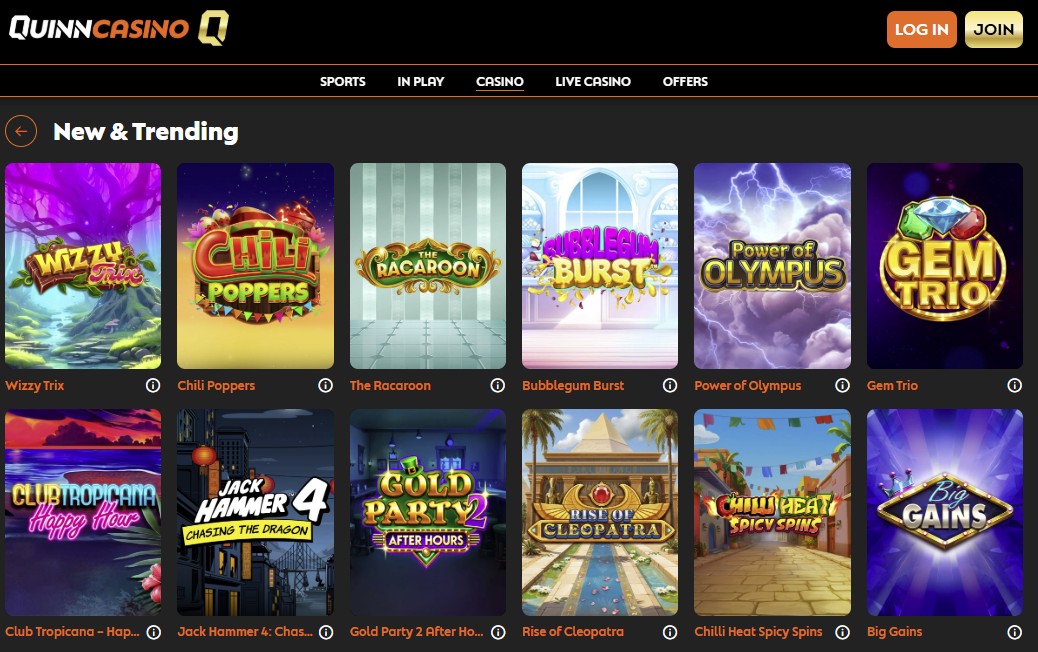 Quinn Casino Games and new Slots