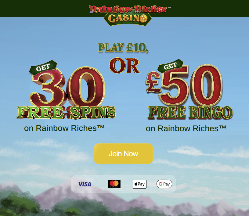 Rainbow Riches New Player Bonus