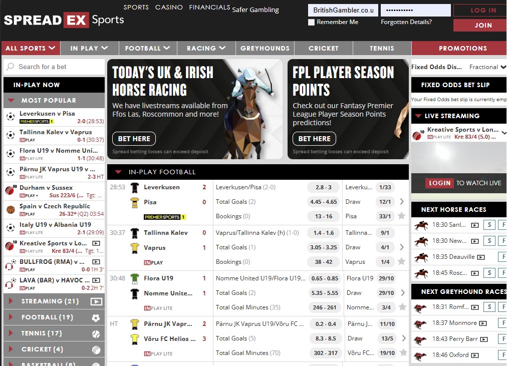 Best bookmakers in UK - SpreadEx